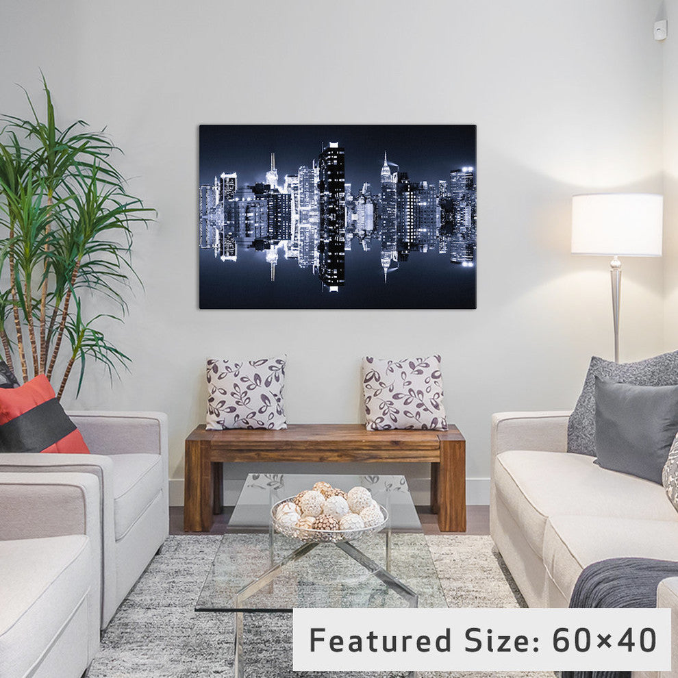 "Double Sided Manhattan Skyline Blue Night" by Philippe Hugonnard, 18x12x1.5