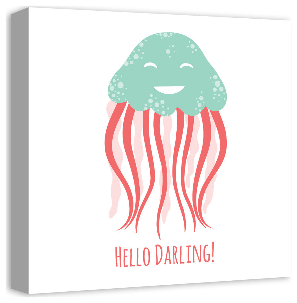Hello Darling Jellyfish 16x16 Canvas Wall Art