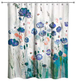 Blue Flower Explosion 71x74 Shower Curtain