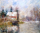 Gustave Loiseau House by the Water, Snow Effect Premium Canvas Print
