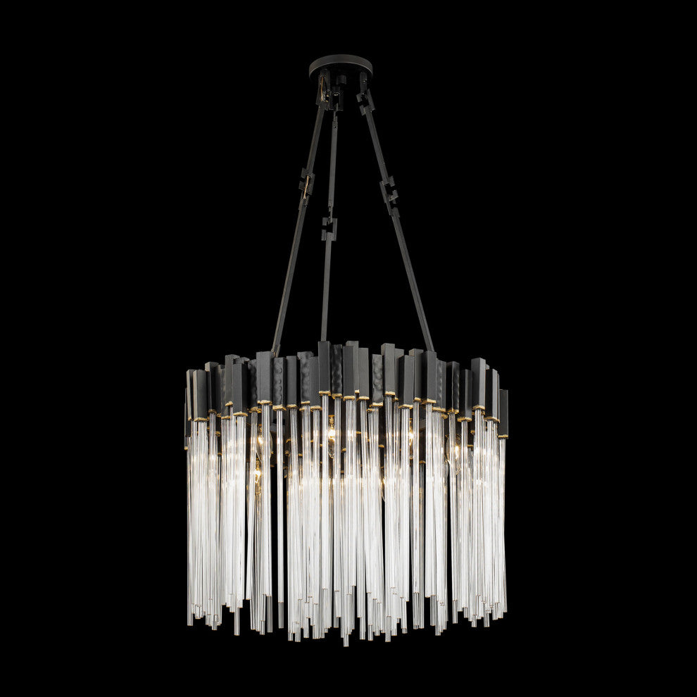 Matrix 9-Lt Pendant - Matte Black/French Gold