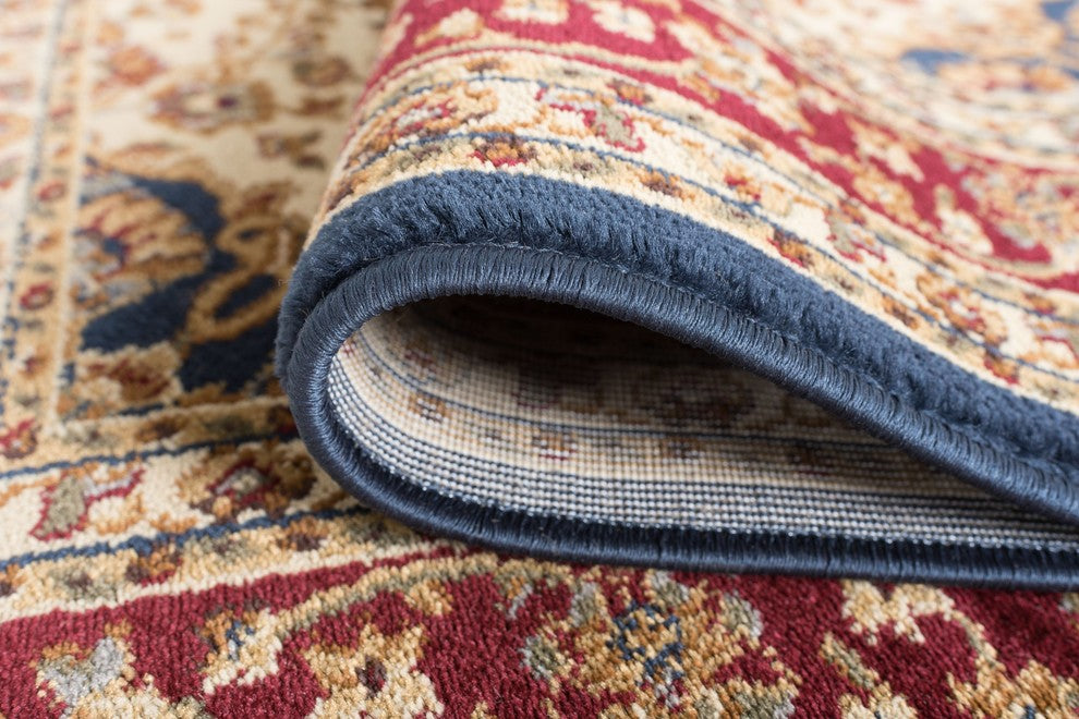 Kirsten Transitional Border Area Rug, Navy, 2'3''x7'3''