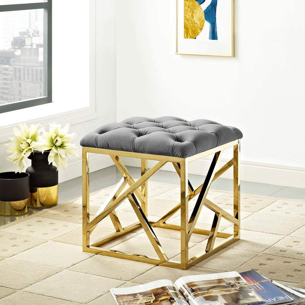 Modway Intersperse Ottoman, Gold Gray