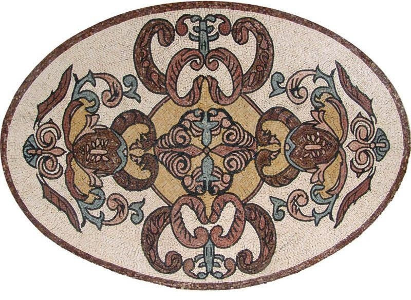 Oval Floor Mosaic, Nisa, 28"x39"