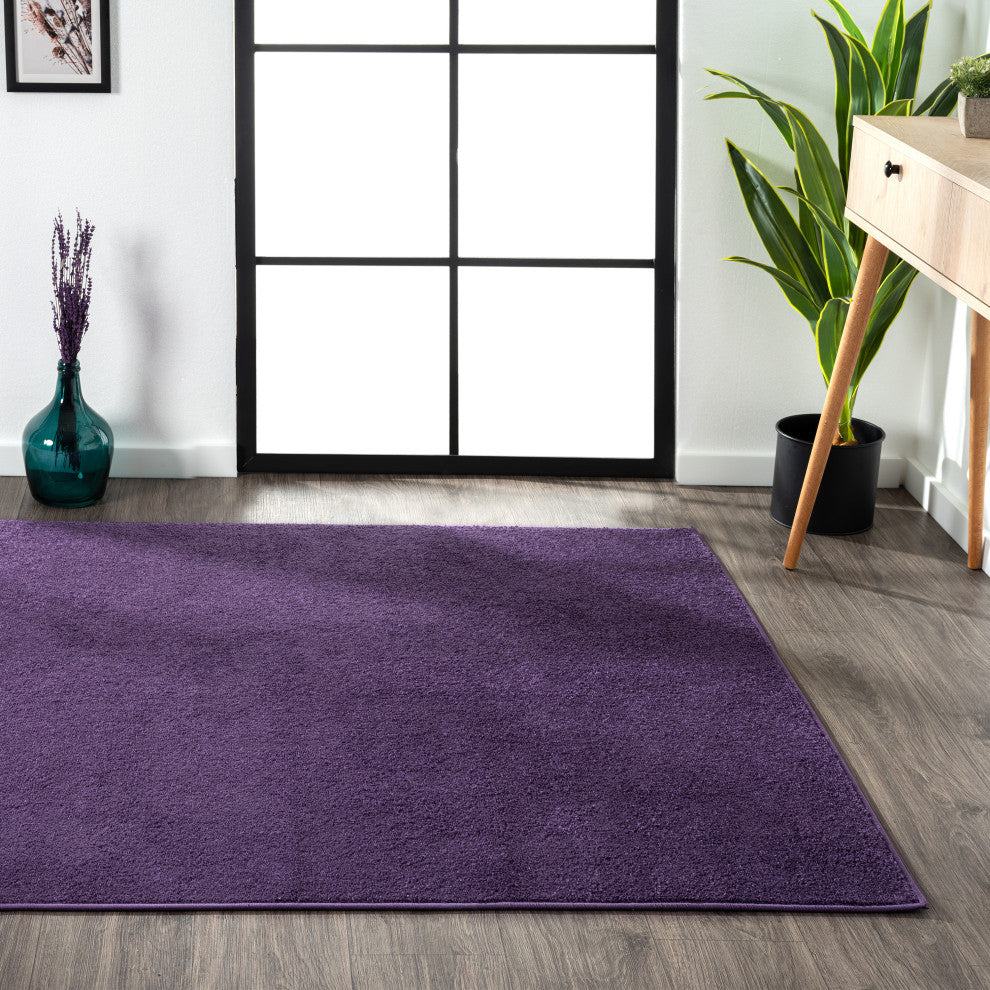 Haze Solid Low-Pile Runner Rug, Purple, 3 X 5