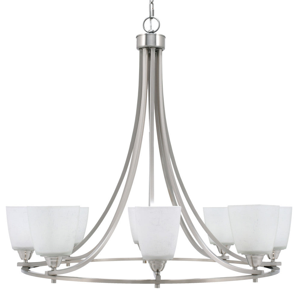 Paramount 8-Light Chandelier, Brushed Nickel, 4.5" White Muslin Glass