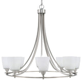 Paramount 8-Light Chandelier, Brushed Nickel, 4.5" White Muslin Glass