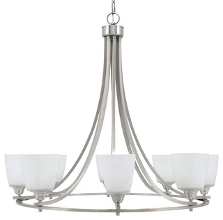 Paramount 8-Light Chandelier, Brushed Nickel, 4.5" White Muslin Glass