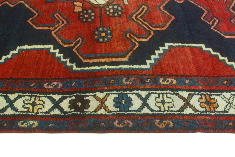 Fine Vintage Distressed Ruben Red/Navy Runner, 3'5 x 9'7