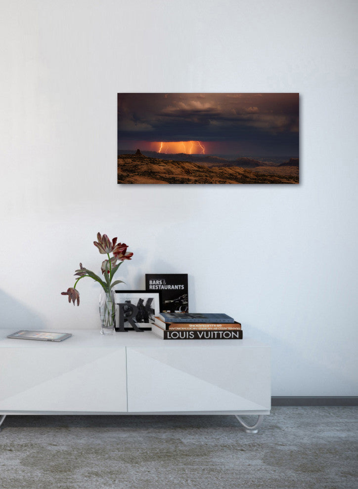 Epic Graffiti "Arches Light Snow" by Darren White, Giclee Canvas Art, 20"x40"