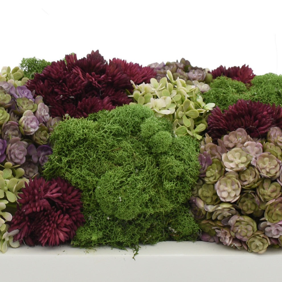 Creative Displays Arrangement With Colorful Sedum and Moss, Fiberstone Planter