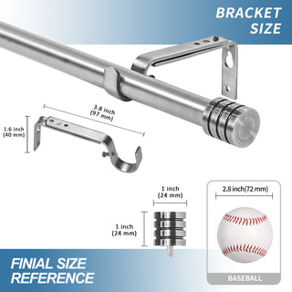 Adjustable Spire Curtain 5/8" Rod, 84"-120", Brushed Steel