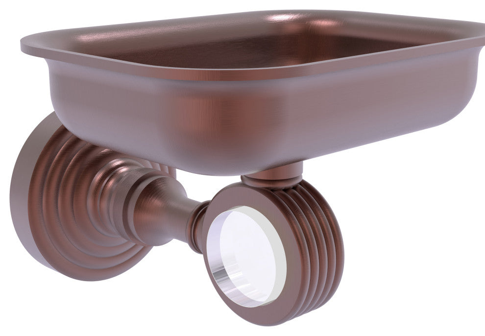 Pacific Grove Wall-Mount Soap Dish Holder with Groovy Accents, Antique Copper
