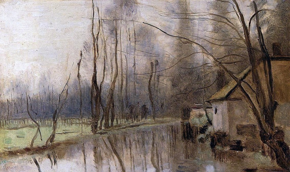 Jean-Baptiste-Camille Corot Voisinlieu  House by the Water Gallery Wrap Canvas