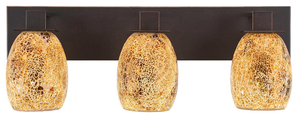 Apollo 3-Light Bath Bar, Dark Granite/Gold Fusion