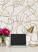 Entangled Lines Abstract Vinyl Peel and Stick Mural, Gold, 24"x108", Single