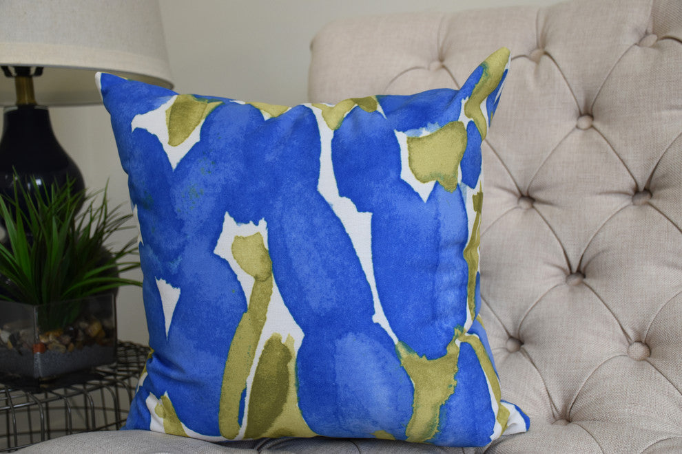 Sunset Tulip Decorative Floral Throw Pillow, Blue, 16"