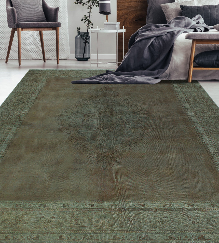 Vintage Distressed Overdyed Kay Lt. Brown Rug