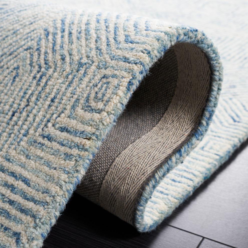 Safavieh Couture Abstract Collection, ABT425 Rug, Blue/Ivory, 8'x10'