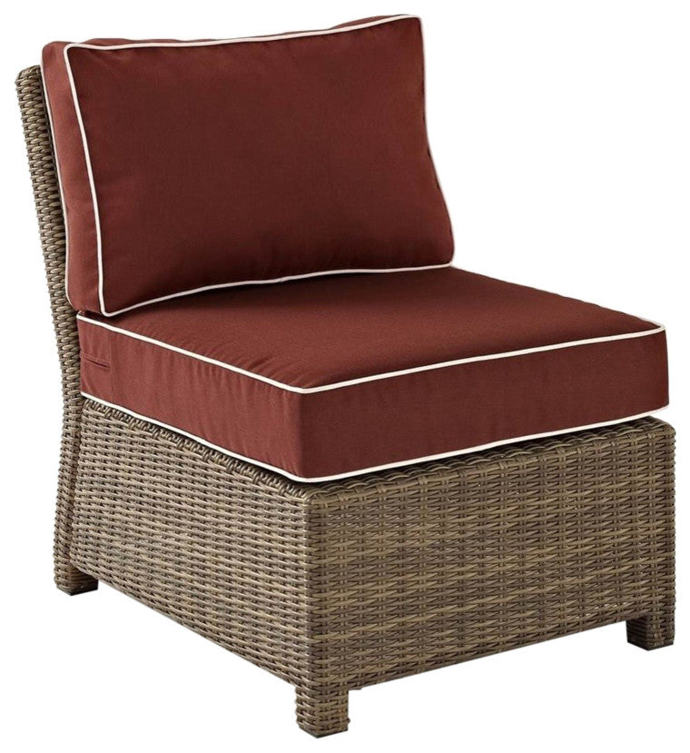 Bradenton Outdoor Wicker Sectional Center Chair With Sangria Cushions