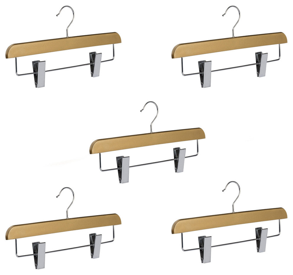 Abs Plastic Trouser Skirt Hangers, Perfect for Skirts, Pants, Slacks, Jeans, Gold, 5-Pack