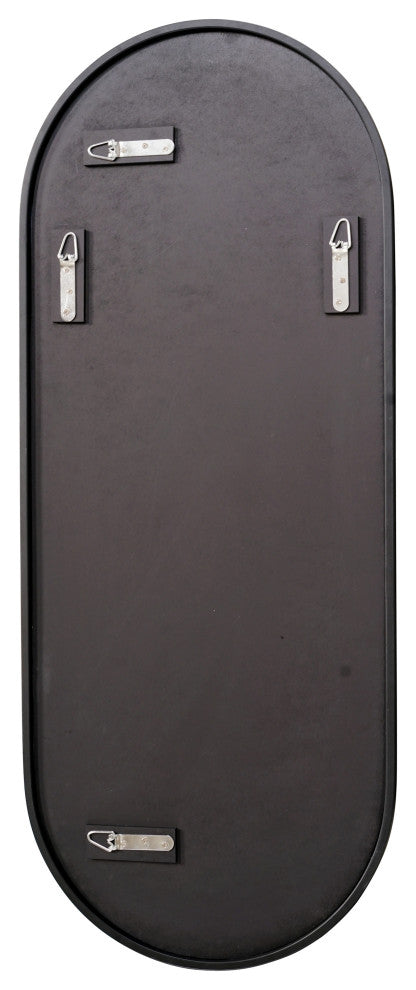 16" W X 40" H Pill Shape Stainless Steel Framed Mirror, Black