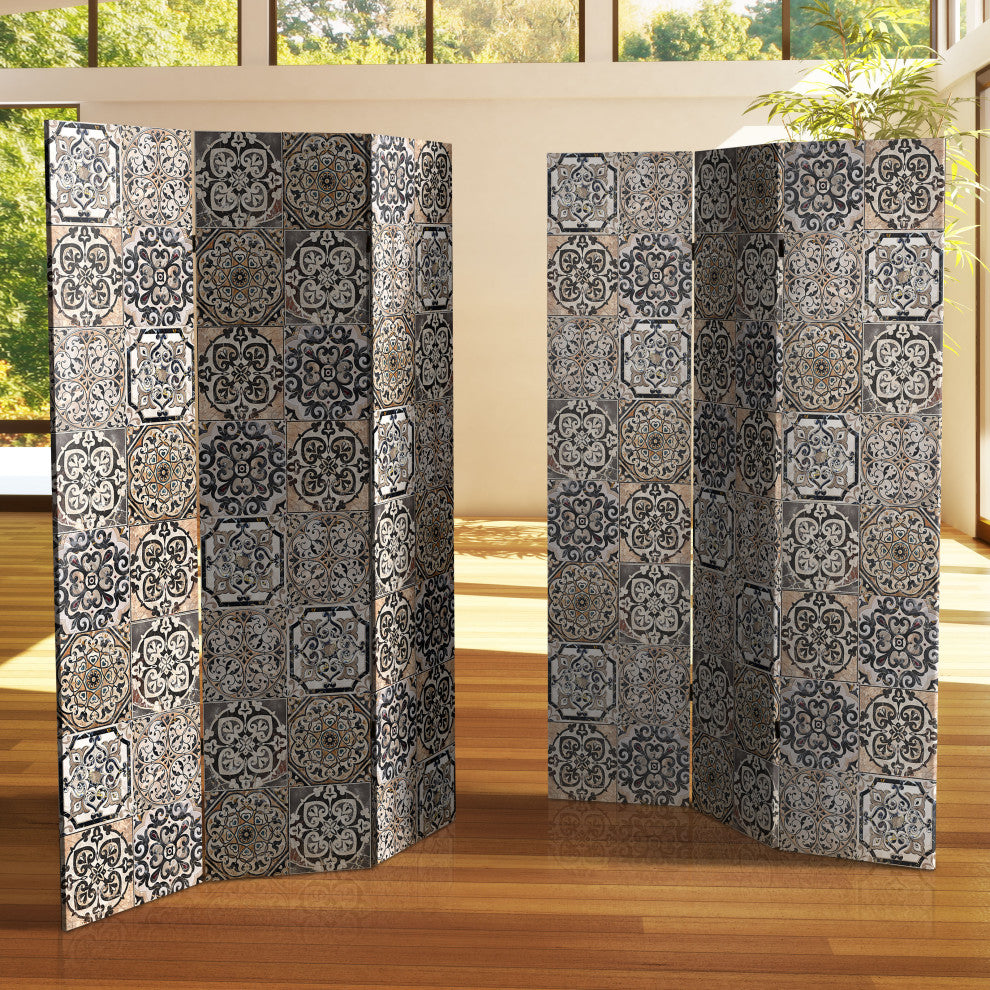 6' Tall Double Sided Victorian Tile Canvas Room Divider