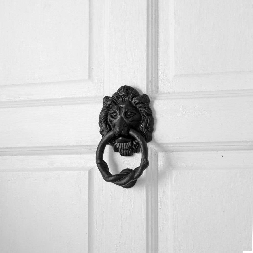 Lion Head Design Front Door Knocker Matte Finish 6" H x 3-3/4" W Gate Knocker