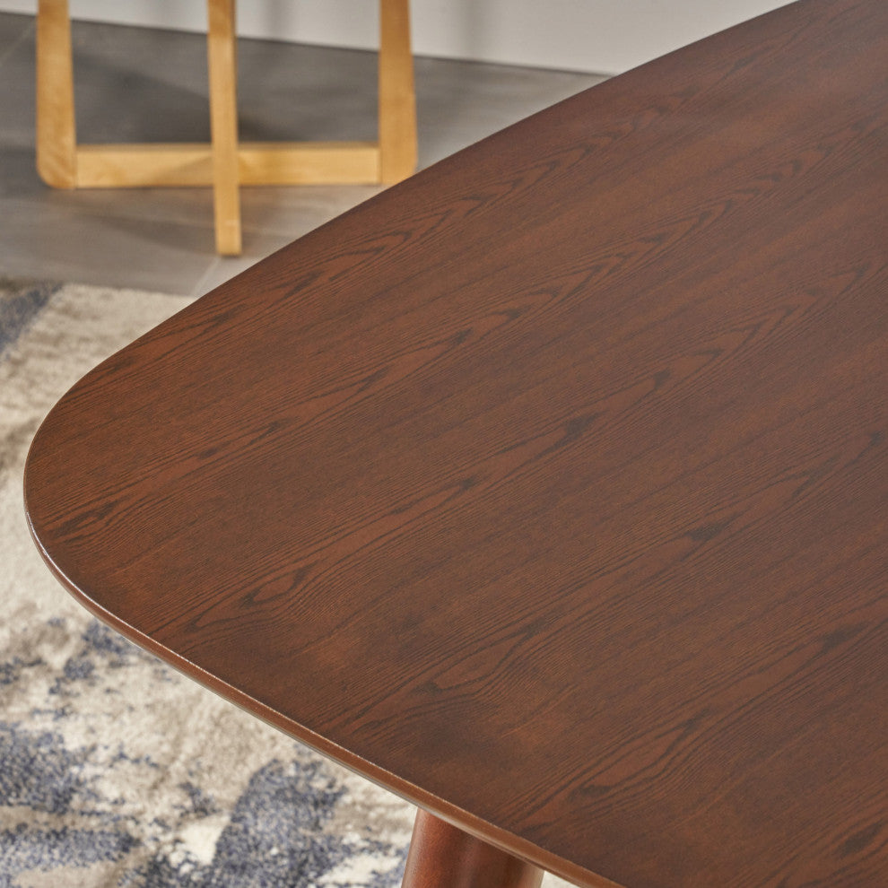 GDF Studio Bass Mid Century Modern Square Faux Wood Dining Table, Walnut