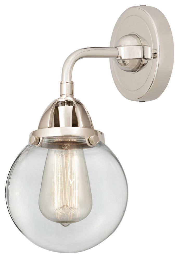 Beacon Sconce, Polished Nickel, Clear, Clear