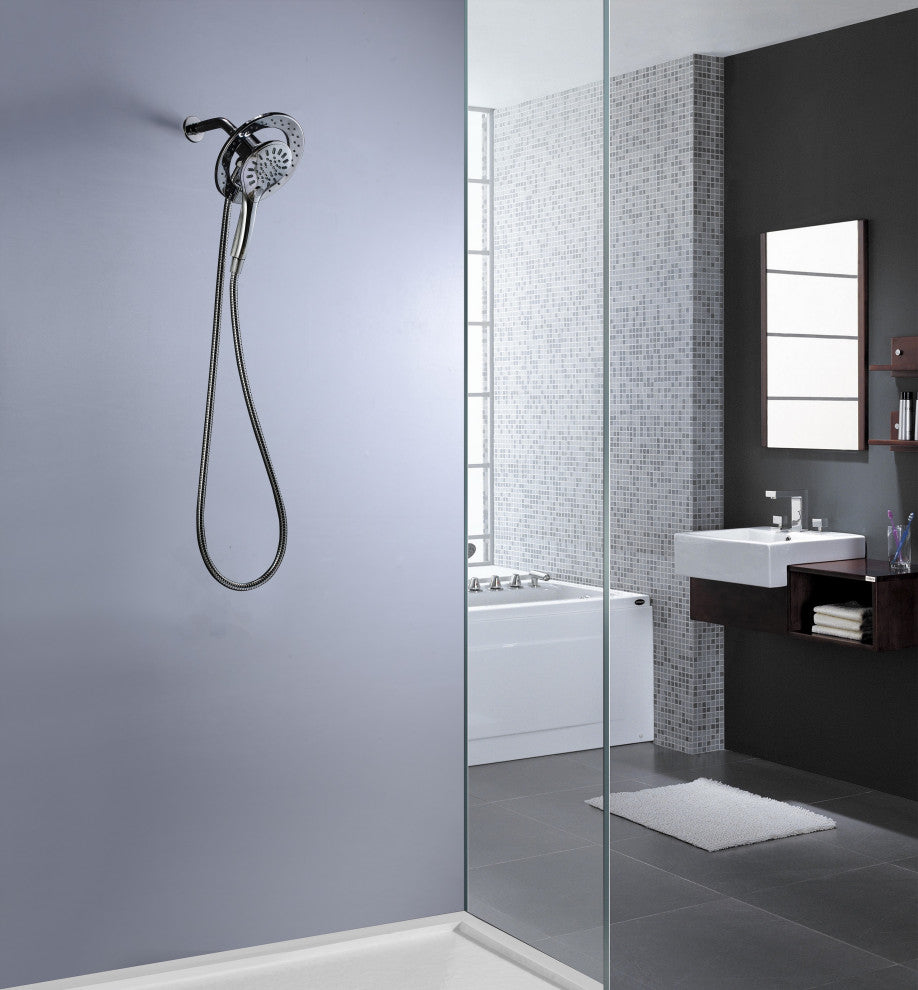 Valkrie 3-Spray Dual Wall Mount Fixed and Handheld Shower Head, Polished Chrome