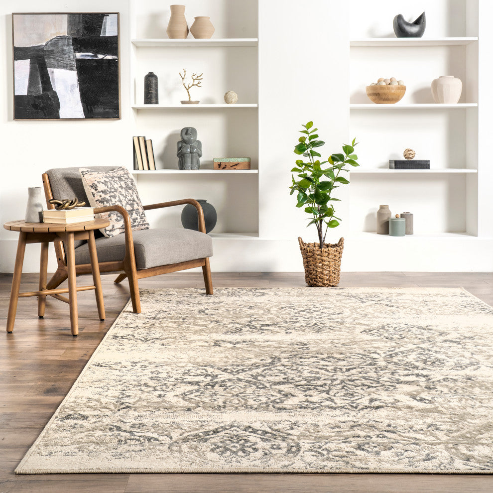 Nuloom Freja Transitional Vintage Area Rug, Grey 5'x8'