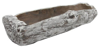 Admired By Nature Cement Rustic White Tree Log Succulents Cactus Planter, 14"