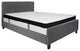 Queen Size Tufted Platform Bed in Dark Gray Fabric with Memory Foam Mattress