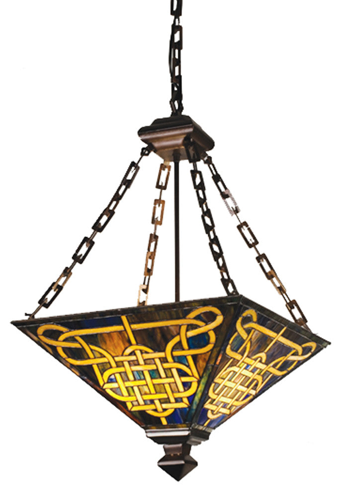 Meyda Lighting 17"Sq Knotwork Mission Inverted Pendant