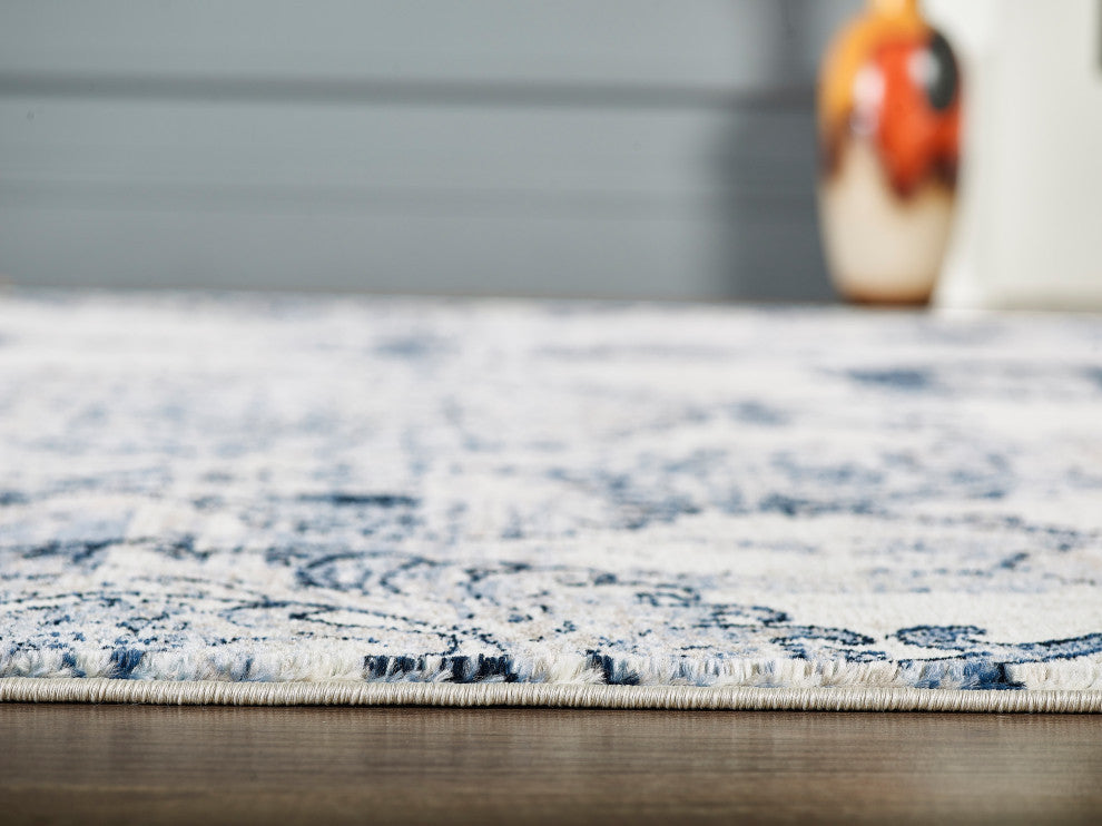 Abani Arto ART100A Bohemian Medallion Distressed Ivory and Blue Area Rug