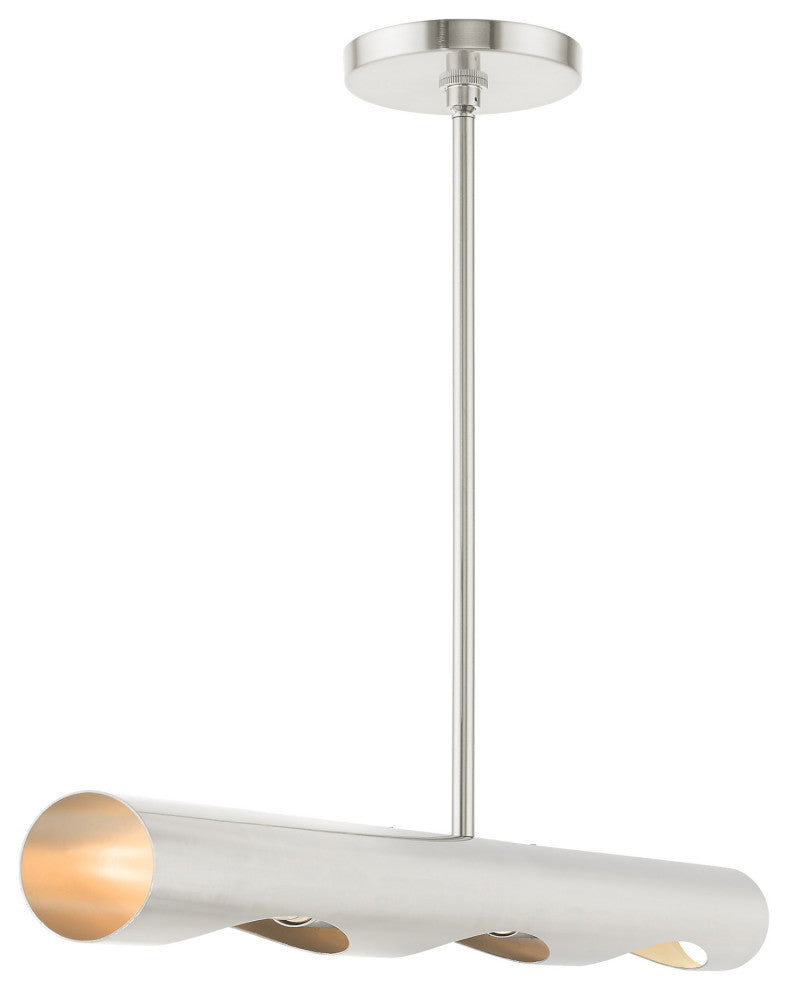 Brushed Nickel Contemporary, Minimal, Industrial, Urban, Sleek Linear Chandelier