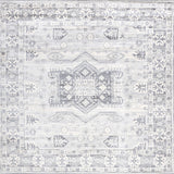 Modern Persian Vintage Medallion Light Gray 6' Square Area Rug