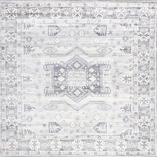 Modern Persian Vintage Medallion Light Gray 6' Square Area Rug