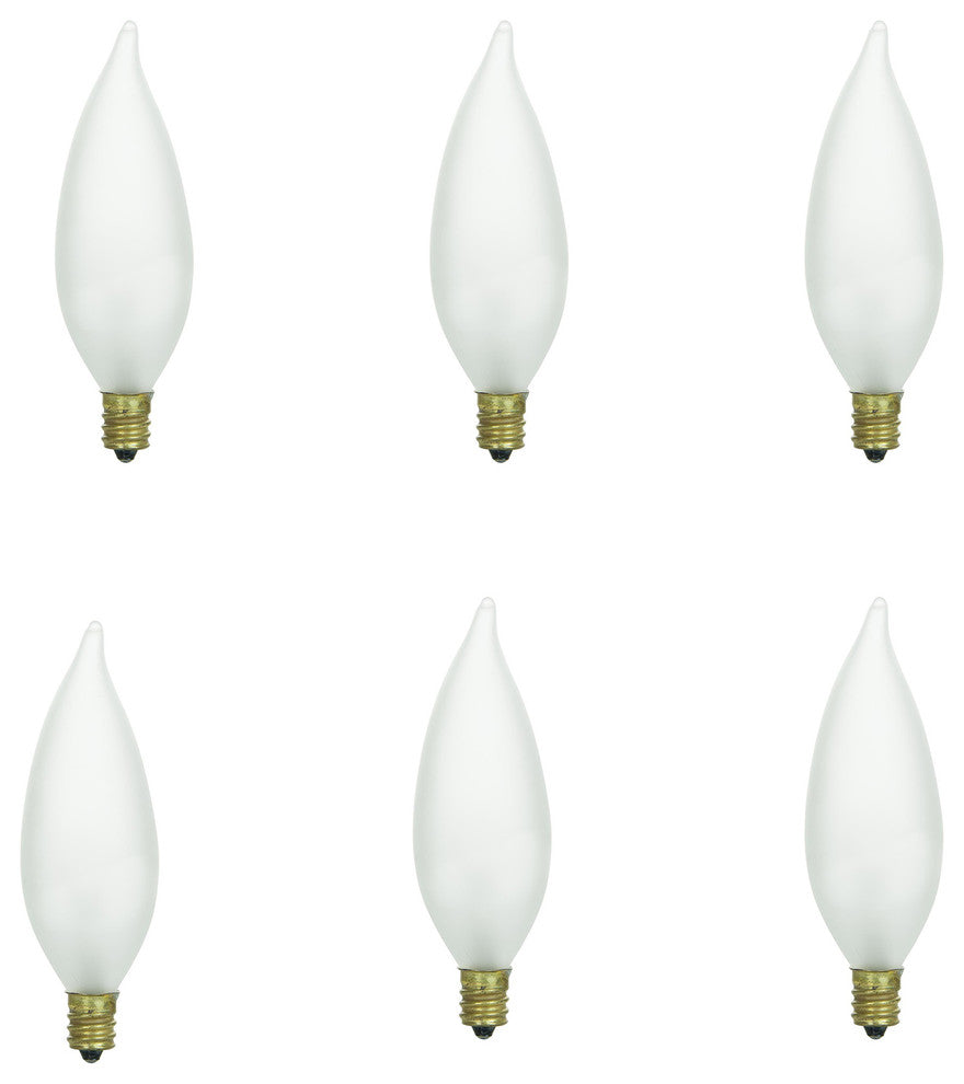 6 Pack Sunlite Frost Petite Chandelier Bulb, 15W, 130V, Candelabra Base