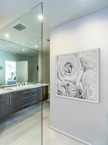 "Soft White Petals" Framed Painting Print, 12"x12"