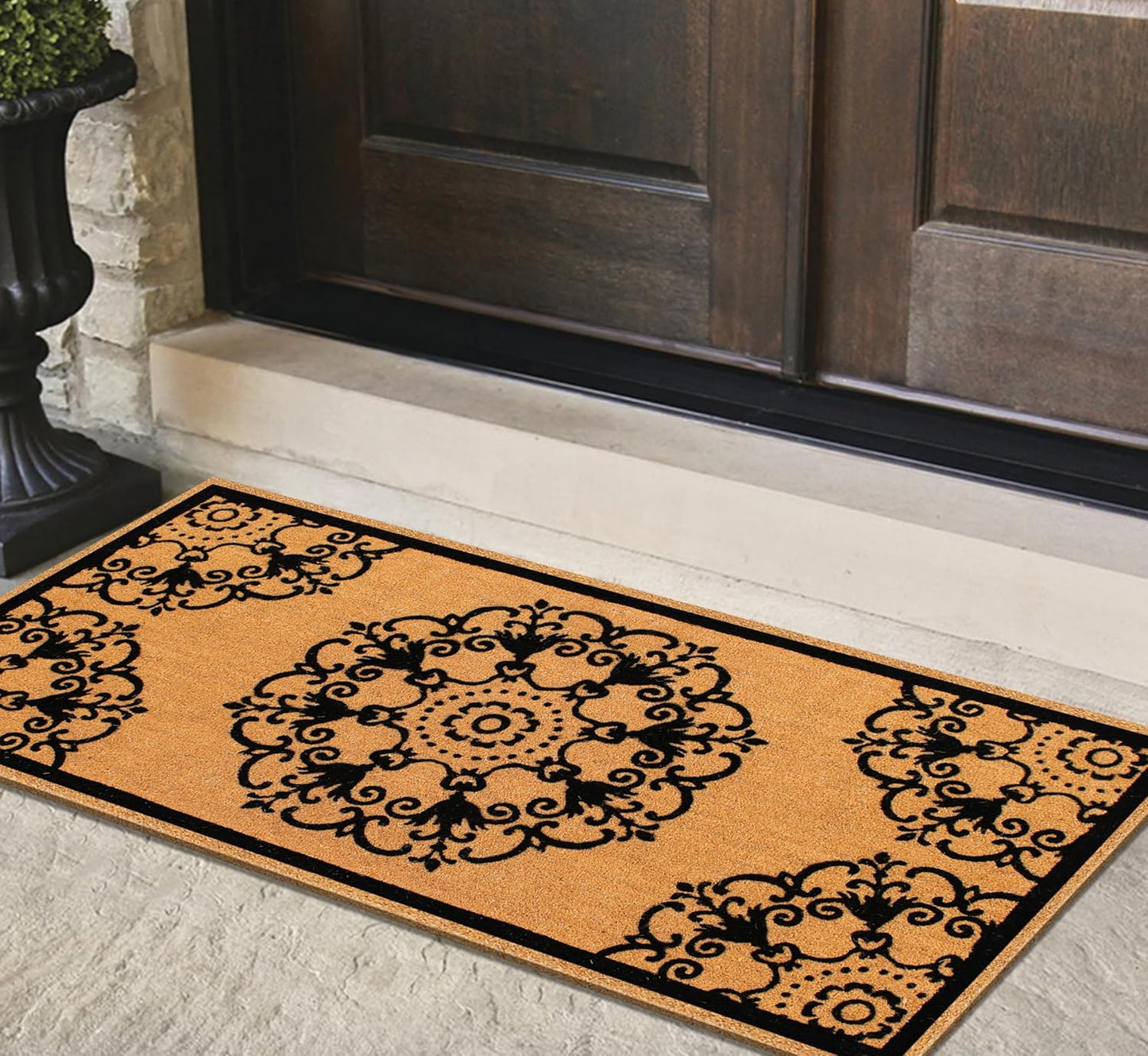 A1HC Natural Coir Flock Door Mat for Front Door, 36x72, Durable Entrance Doormat