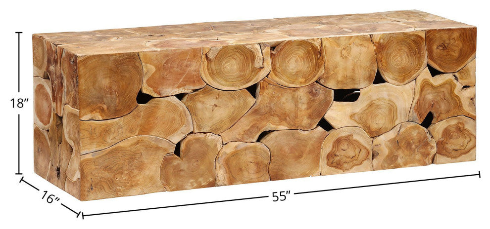 Scarlett 55" Rectangular Natural Finished Teak Root Solid Bench