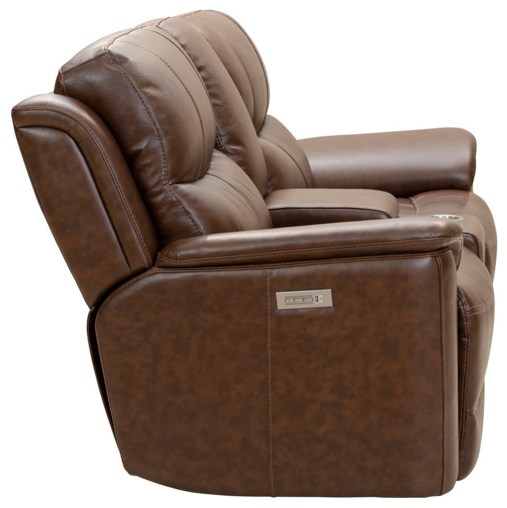 Kaden Power Reclining Console Loveseat w/Power Head Rests & Lumbar, Jarod Brown