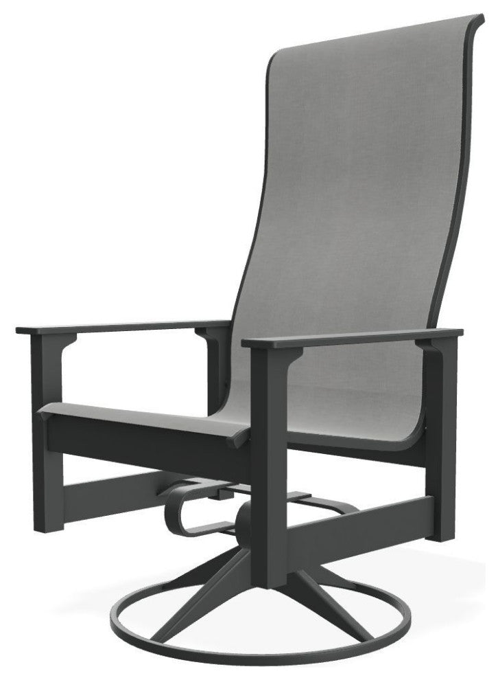 Leeward Sling Outdoor Swivel Rocker, Alloy/Graphite