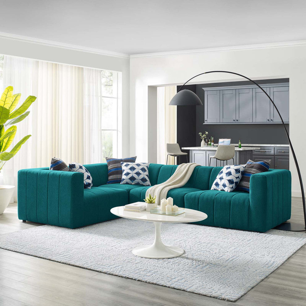 Sectional Sofa Set, Fabric, Teal Blue, Modern, Living Lounge Hotel Hospitality