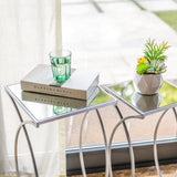 Metal With Glass Accent Table, Set of 2, Silver