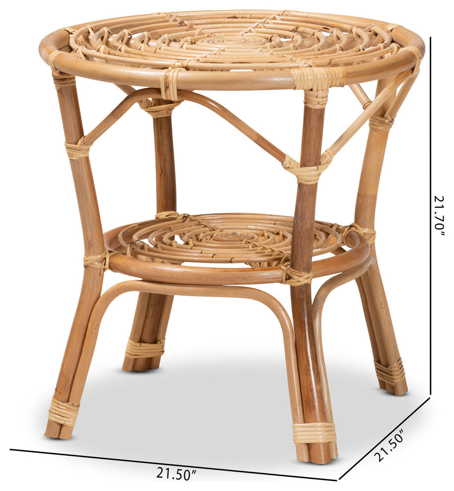 Cariel Modern Bohemian Natural Brown Rattan Coffee Table