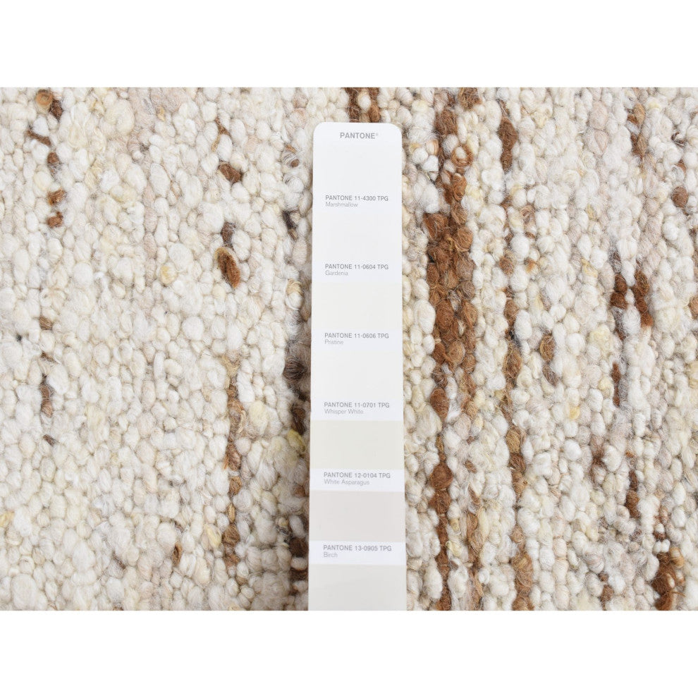 Ivory Modern Minimalist Design 100% Wool Hand Knotted Square Rug 1'8"x1'8"