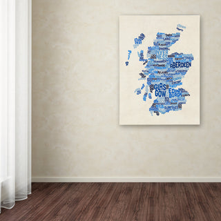 Michael Tompsett 'Scotland Typography Text Map 2' Canvas Art, 19"x14"